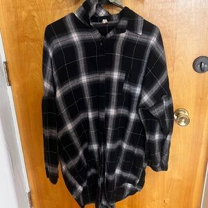 Black and Gray Plaid long flannel dress